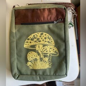 Boho Hippy Mushroom bags, set of 2, screen printed bags, Foraging bags